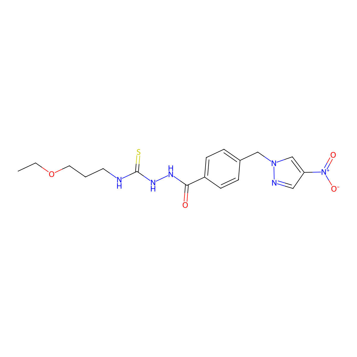 1-(3-Ethoxypropyl)-3-[[4-[(4-nitropyrazol-1-yl)methyl]benzoyl]amino]thiourea molecular structure, CAS 1005594-67-1