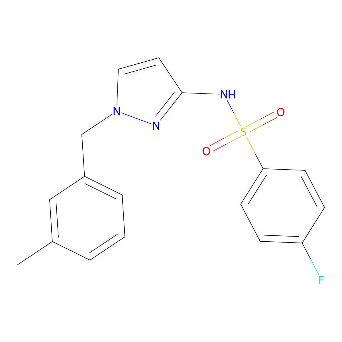 4-fluoro-N-[1-(3-methylbenzyl)-1H-pyrazol-3-yl]benzenesulfonamide molecular structure, CAS 1005594-83-1