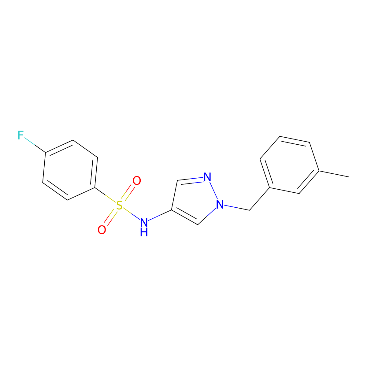 4-fluoro-N-[1-(3-methylbenzyl)-1H-pyrazol-4-yl]benzenesulfonamide molecular structure, CAS 1005595-35-6