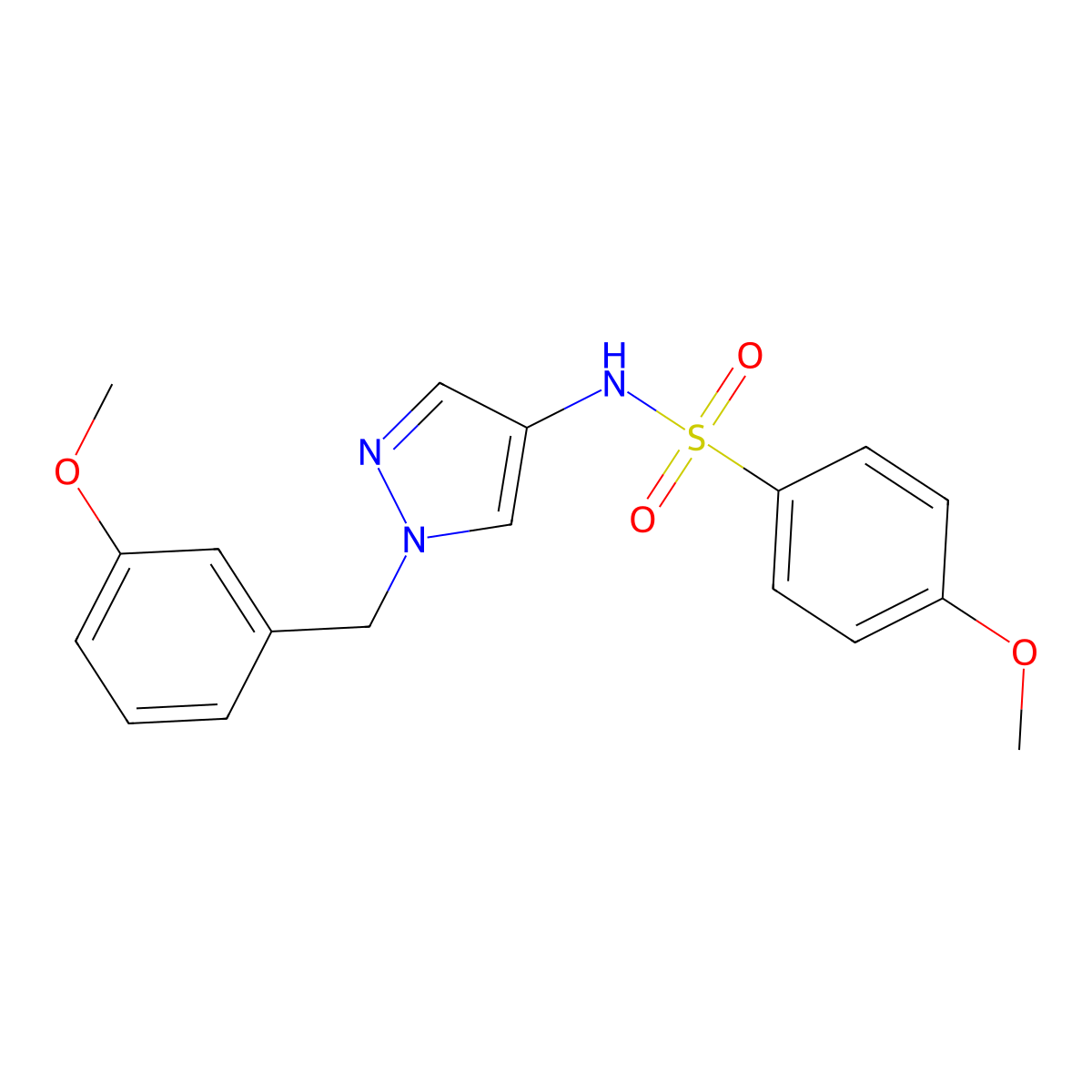 4-methoxy-N-[1-(3-methoxybenzyl)-1H-pyrazol-4-yl]benzenesulfonamide molecular structure, CAS 1005595-91-4