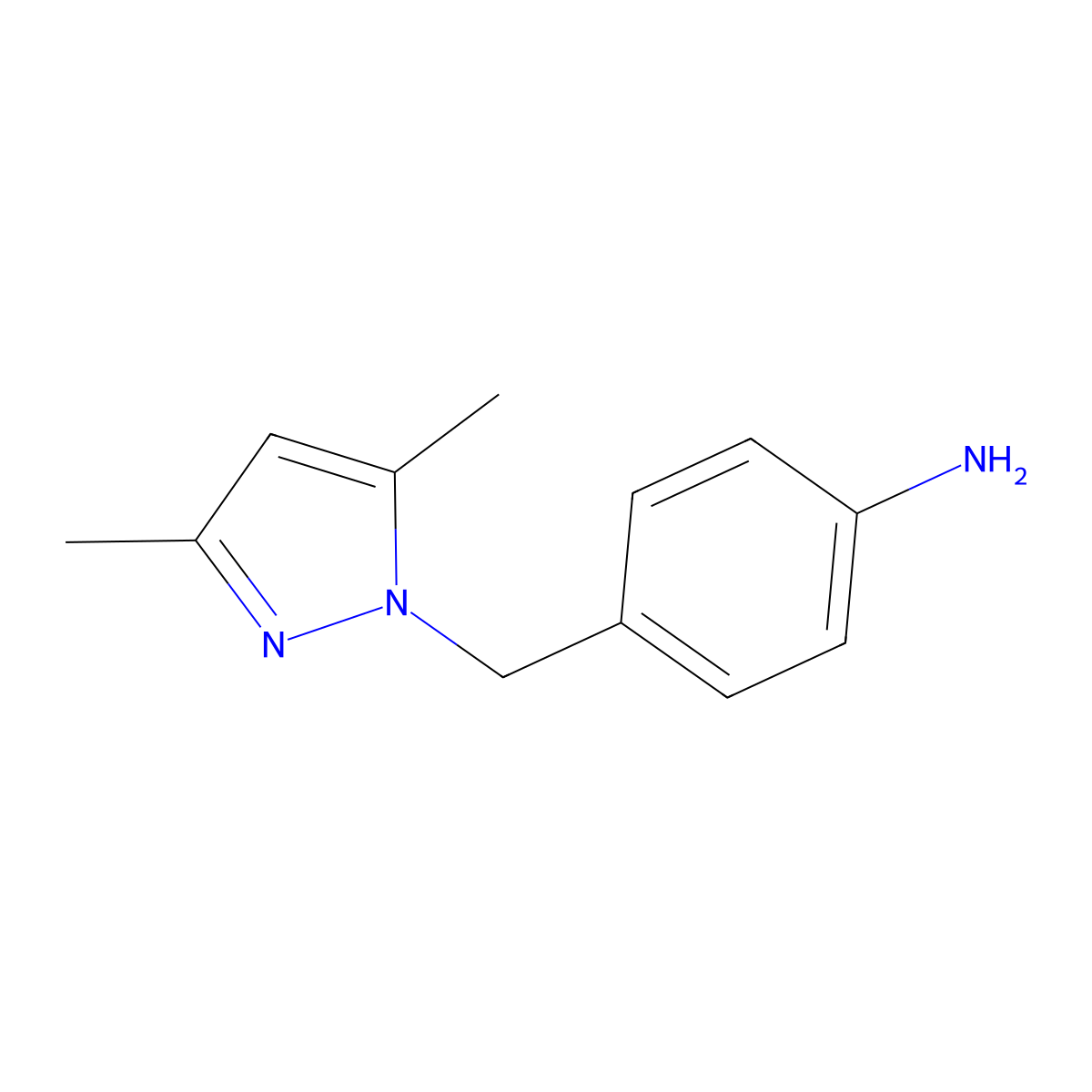 4-[(3,5-dimethyl-1H-pyrazol-1-yl)methyl]aniline molecular structure, CAS 1005596-25-7