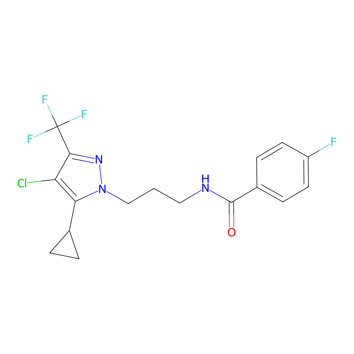 N-[3-[4-chloro-5-cyclopropyl-3-(trifluoromethyl)pyrazol-1-yl]propyl]-4-fluorobenzamide molecular structure, CAS 1005596-88-2