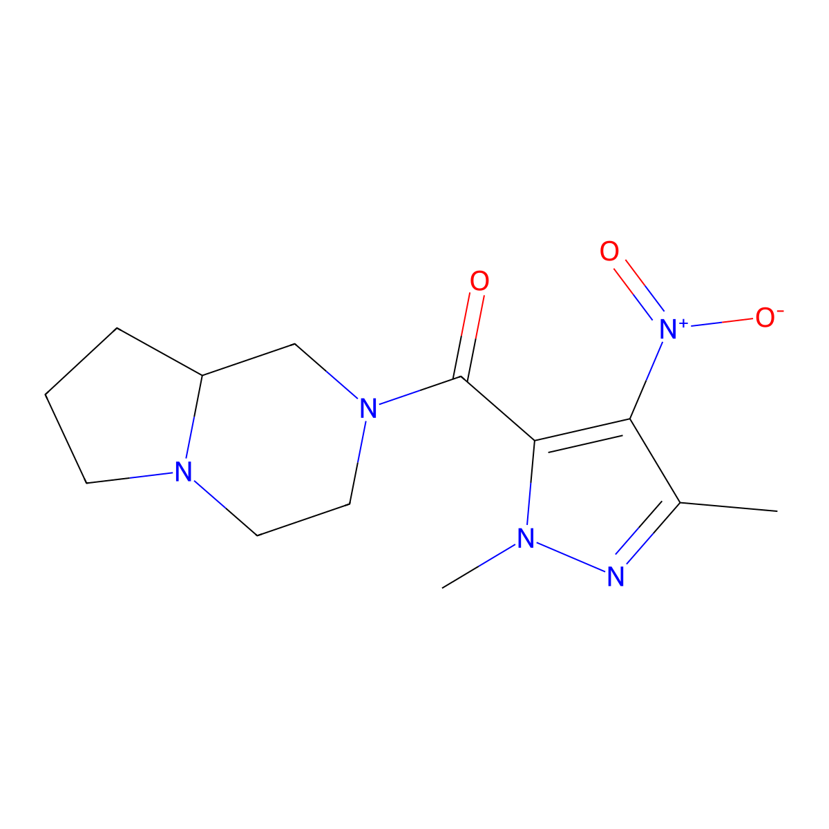 (1,3-Dimethyl-4-nitro-1H-pyrazol-5-YL)[hexahydropyrrolo[1,2-A]pyrazin-2(1H)-YL]methanone molecular structure, CAS 1005597-15-8