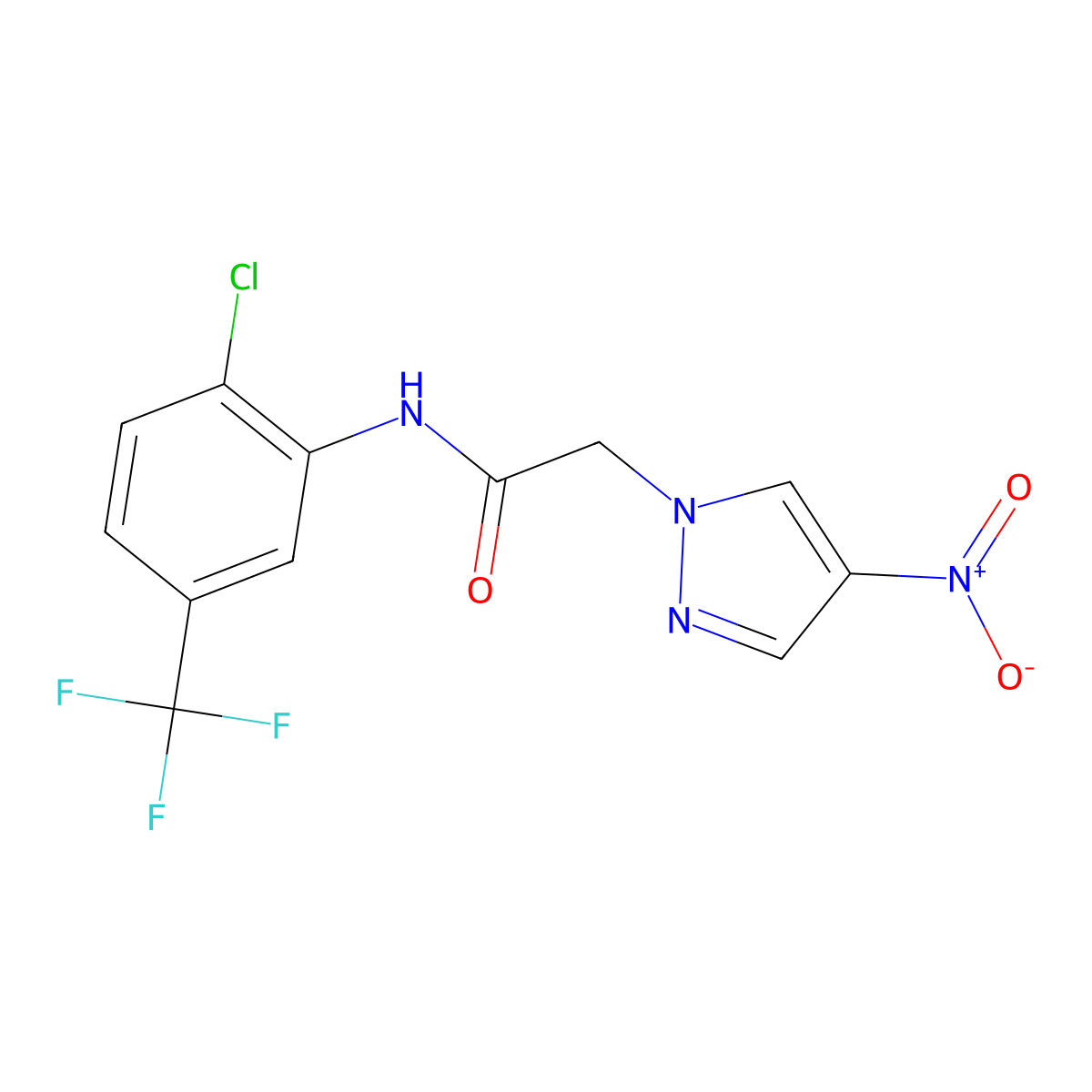 N-[2-chloro-5-(trifluoromethyl)phenyl]-2-(4-nitropyrazol-1-yl)acetamide molecular structure, CAS 1005597-38-5