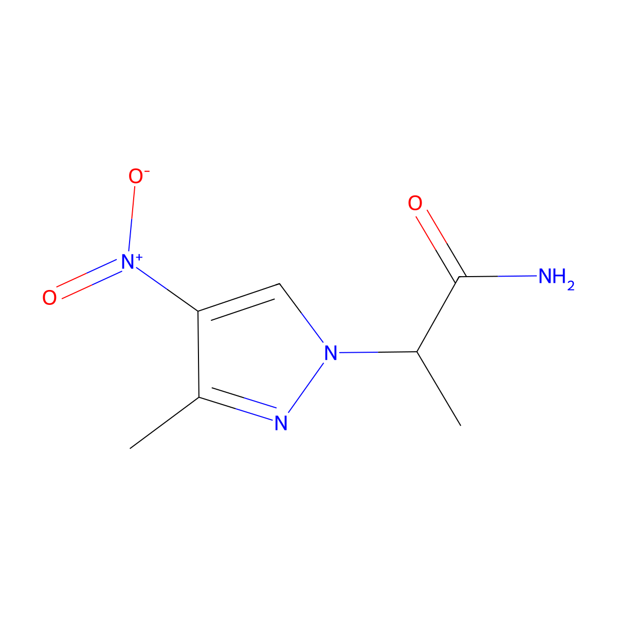 2-(3-methyl-4-nitro-1H-pyrazol-1-yl)propanamide molecular structure, CAS 1005600-96-3