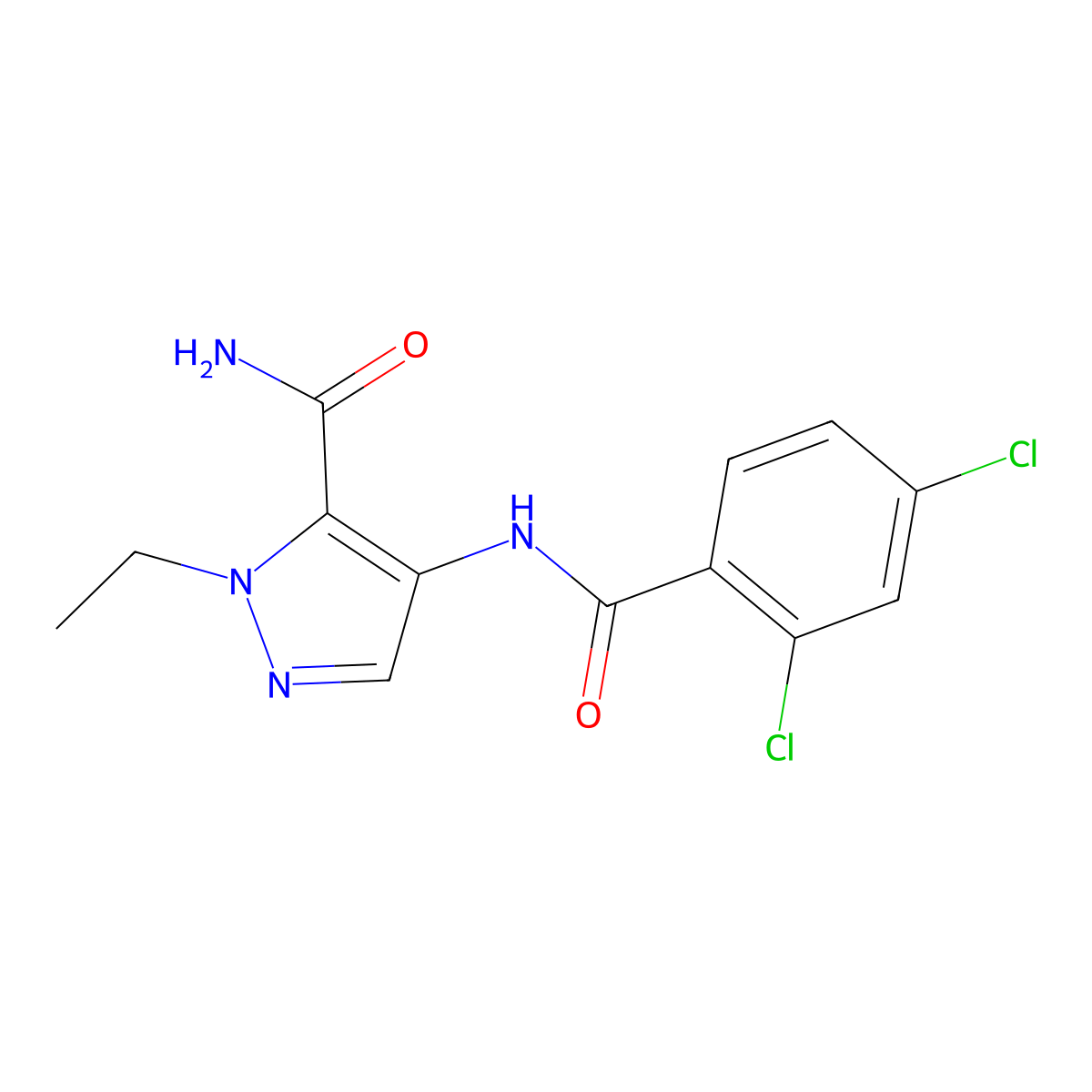 4-[(2,4-Dichlorobenzoyl)amino]-2-ethylpyrazole-3-carboxamide molecular structure, CAS 1005601-14-8