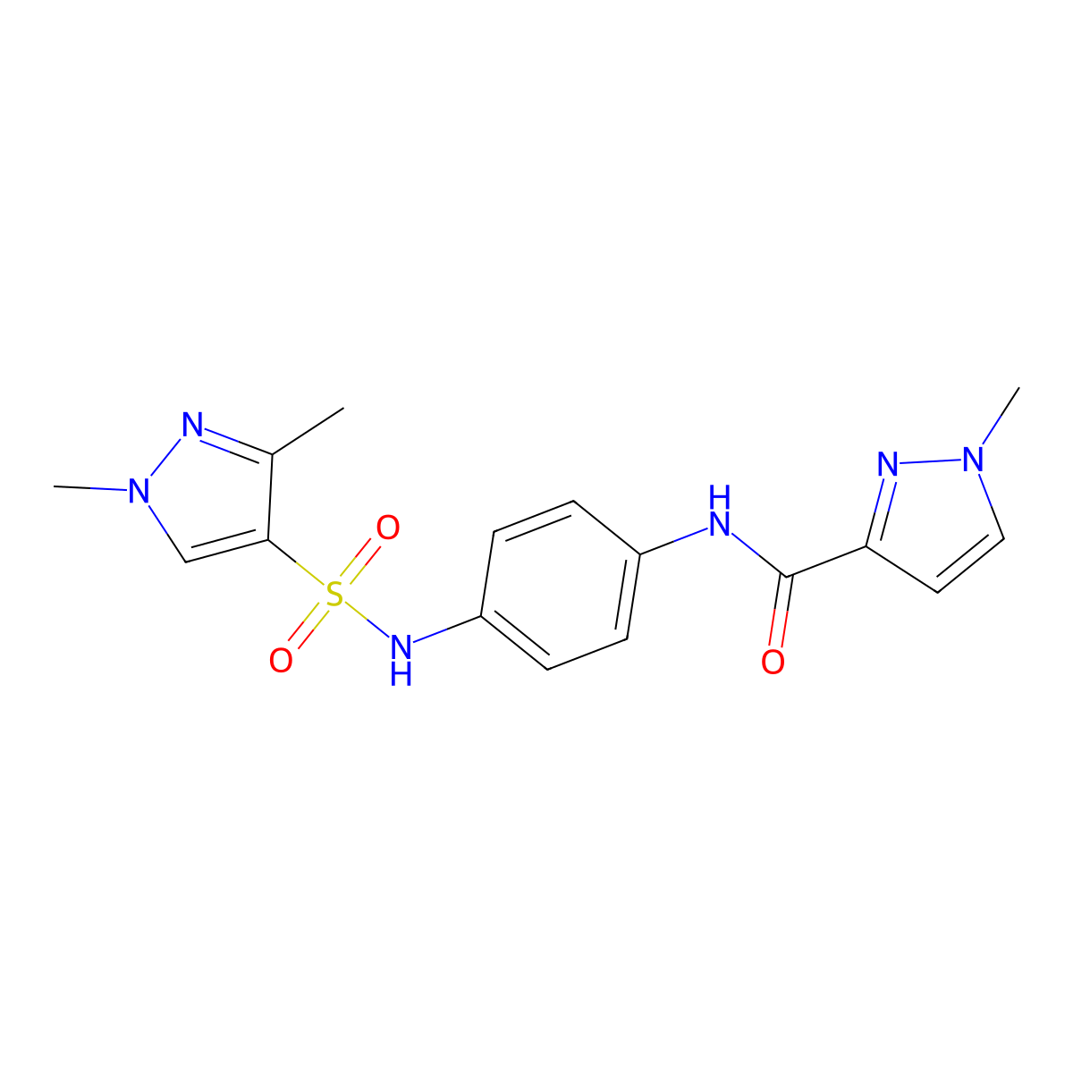 N-(4-{[(1,3-dimethyl-1H-pyrazol-4-yl)sulfonyl]amino}phenyl)-1-methyl-1H-pyrazole-3-carboxamide molecular structure, CAS 1005601-84-2