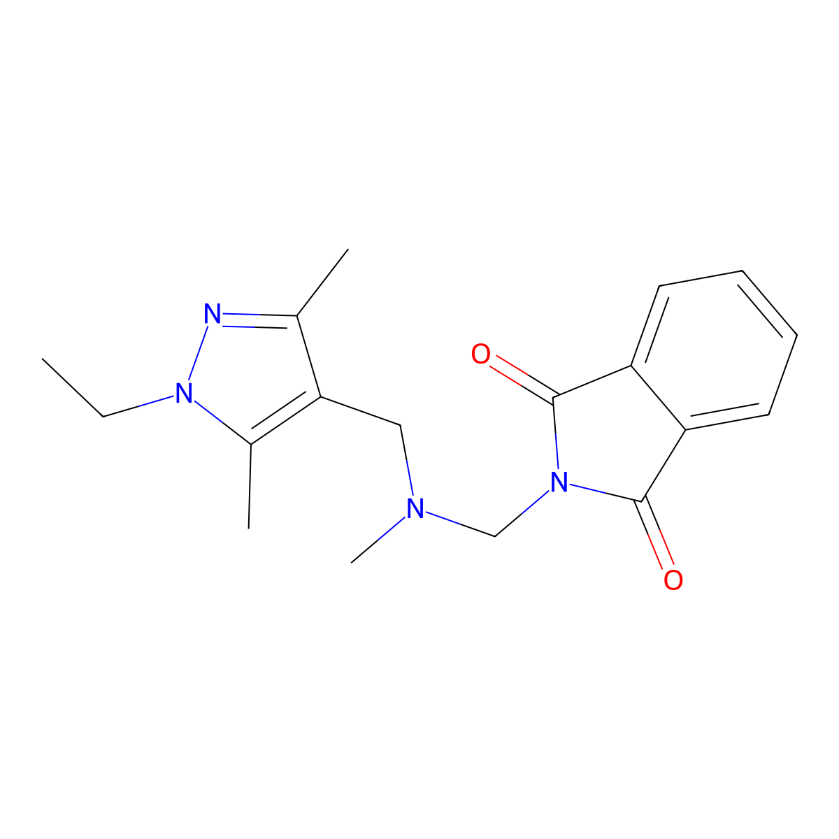 2-({[(1-ethyl-3,5-dimethyl-1H-pyrazol-4-yl)methyl](methyl)amino}methyl)-1H-isoindole-1,3(2H)-dione molecular structure, CAS 1005602-12-9