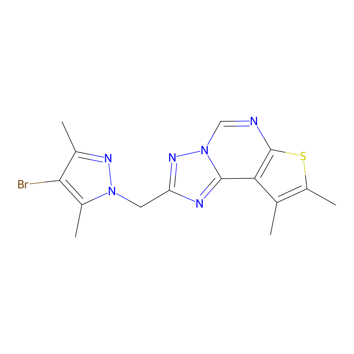 2-[(4-bromo-3,5-dimethyl-1H-pyrazol-1-yl)methyl]-8,9-dimethylthieno[3,2-e][1,2,4]triazolo[1,5-c]pyrimidine molecular structure, CAS 1005602-58-3
