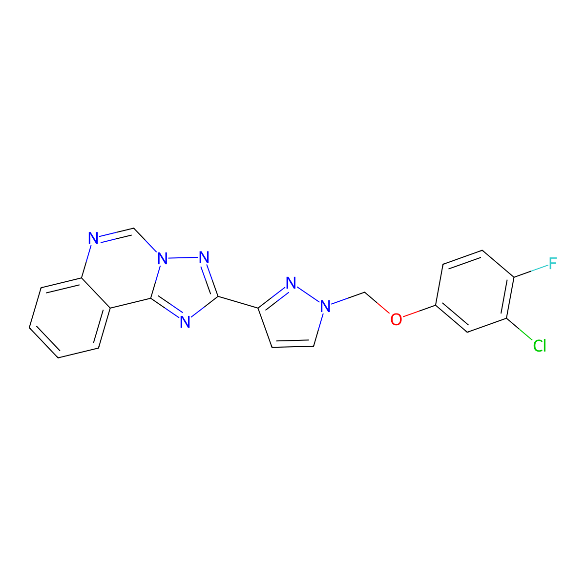2-{1-[(3-chloro-4-fluorophenoxy)methyl]-1H-pyrazol-3-yl}[1,2,4]triazolo[1,5-c]quinazoline molecular structure, CAS 1005602-93-6