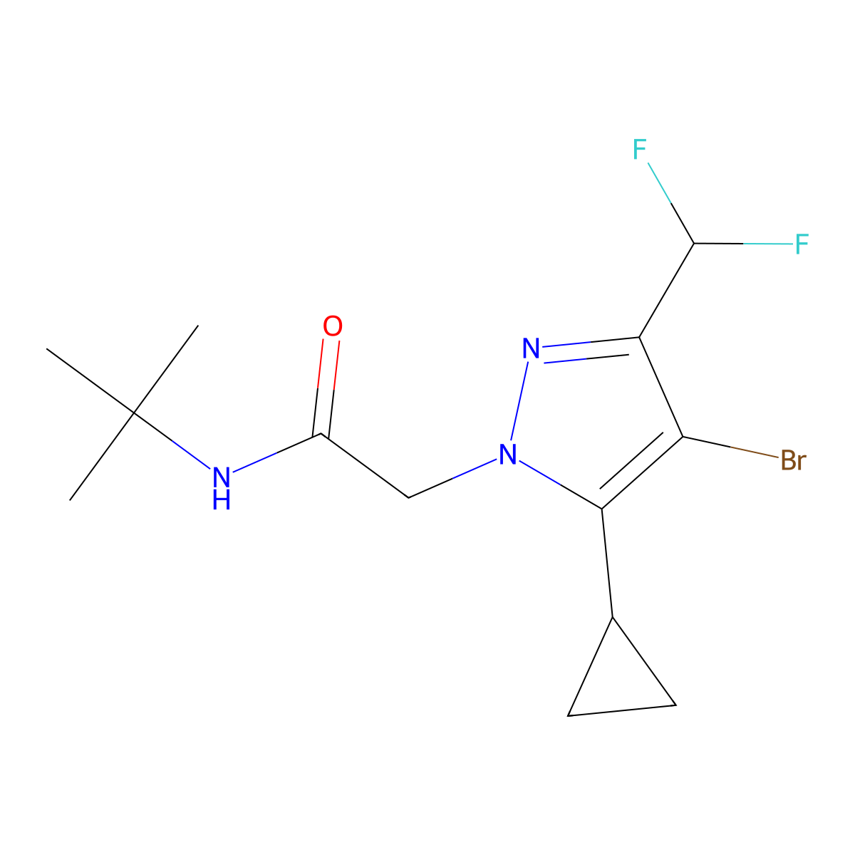 2-[4-bromo-5-cyclopropyl-3-(difluoromethyl)pyrazol-1-yl]-N-tert-butylacetamide molecular structure, CAS 1005603-66-6