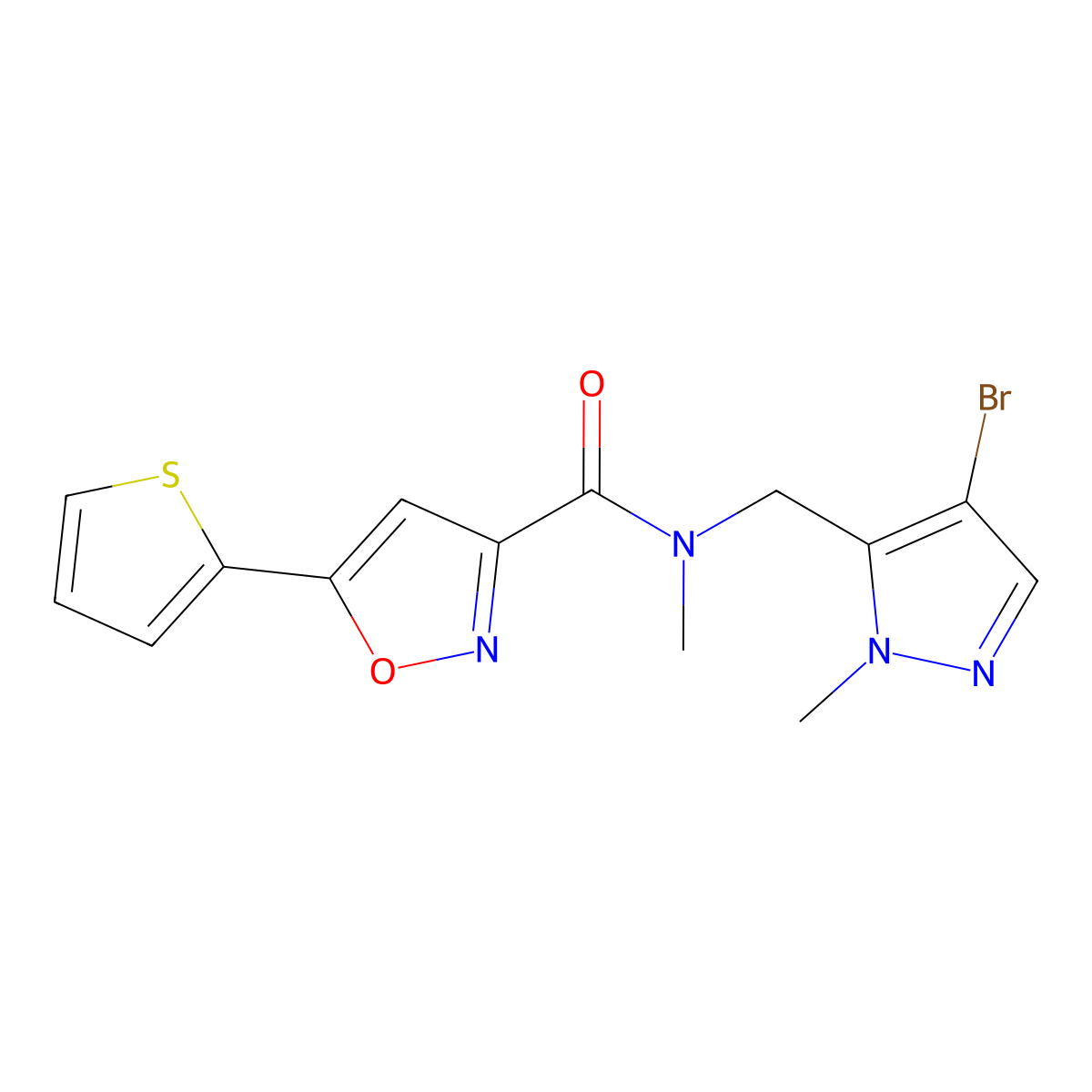 N-[(4-bromo-1-methyl-1H-pyrazol-5-yl)methyl]-N-methyl-5-(thiophen-2-yl)-1,2-oxazole-3-carboxamide molecular structure, CAS 1005603-89-3