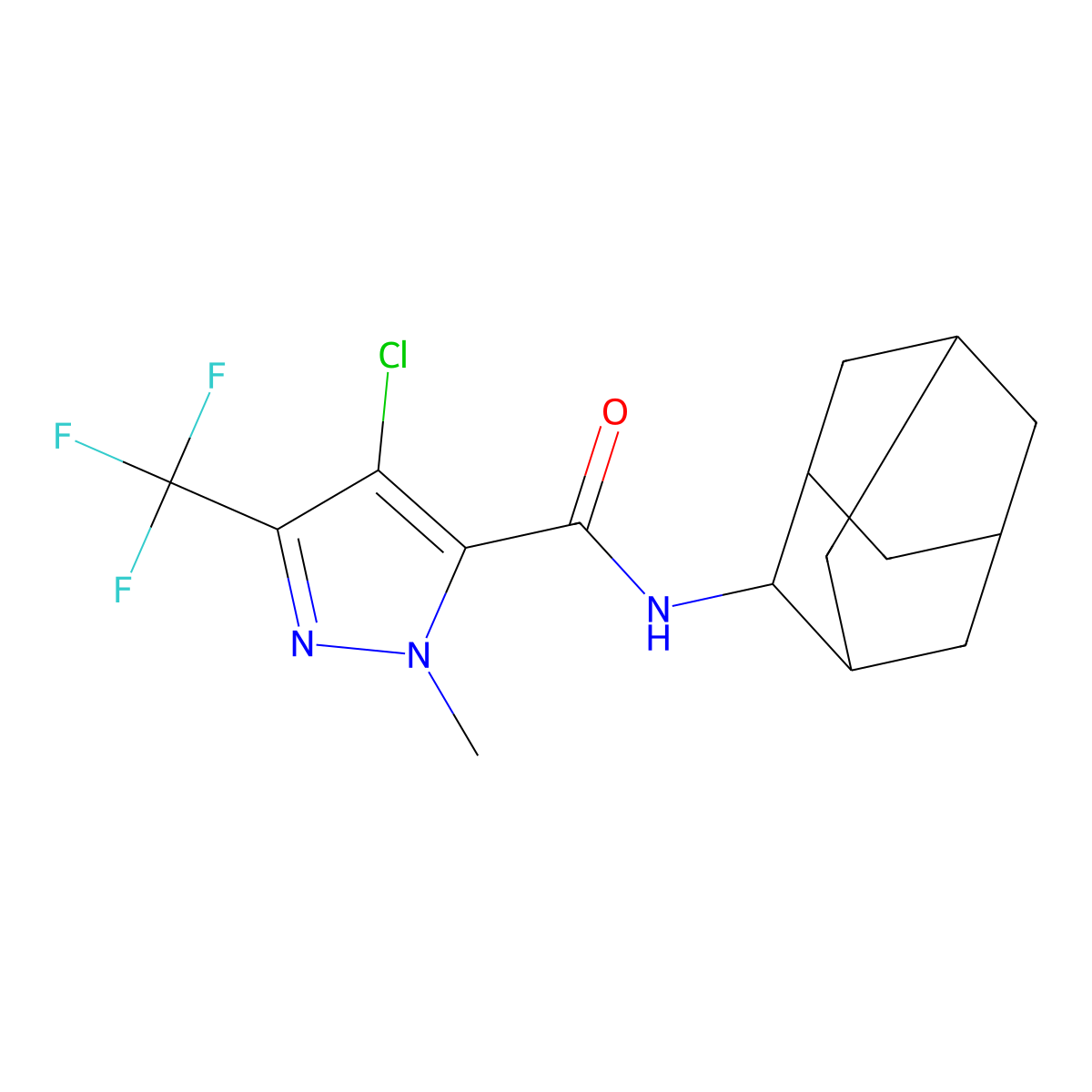 N-(2-adamantyl)-4-chloro-2-methyl-5-(trifluoromethyl)pyrazole-3-carboxamide molecular structure, CAS 1005606-12-1