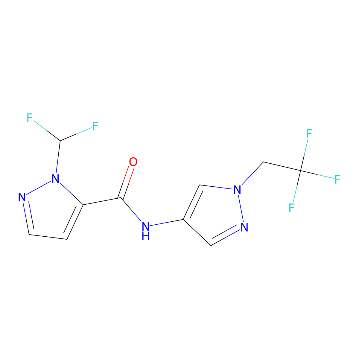 2-(difluoromethyl)-N-[1-(2,2,2-trifluoroethyl)pyrazol-4-yl]pyrazole-3-carboxamide molecular structure, CAS 1005606-24-5