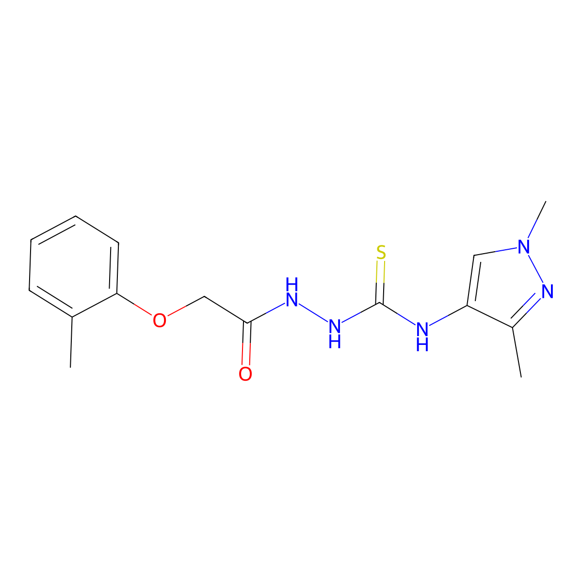 1-(1,3-Dimethylpyrazol-4-yl)-3-[[2-(2-methylphenoxy)acetyl]amino]thiourea molecular structure, CAS 1005607-55-5