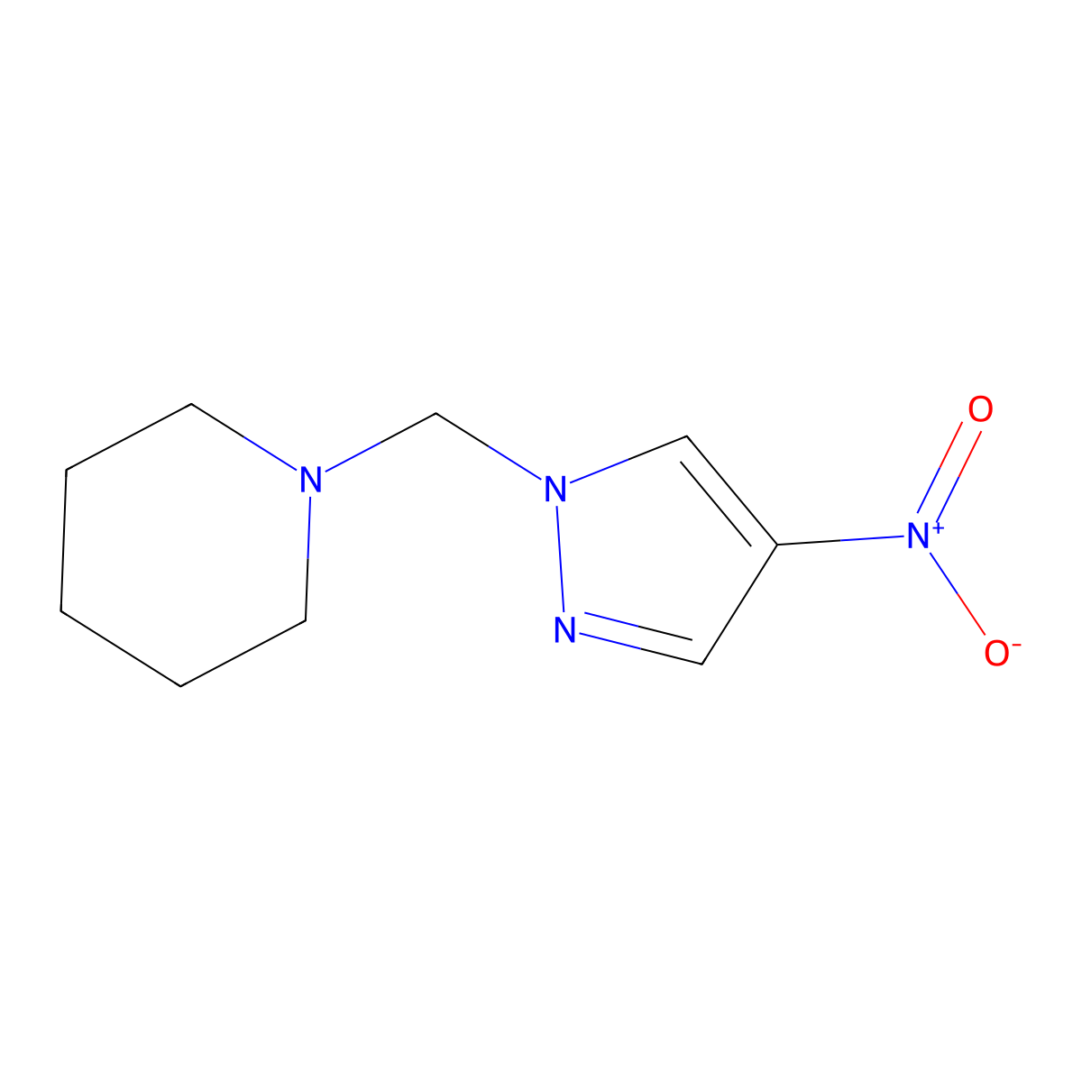 1-[(4-Nitropyrazol-1-yl)methyl]piperidine molecular structure, CAS 1005608-82-1