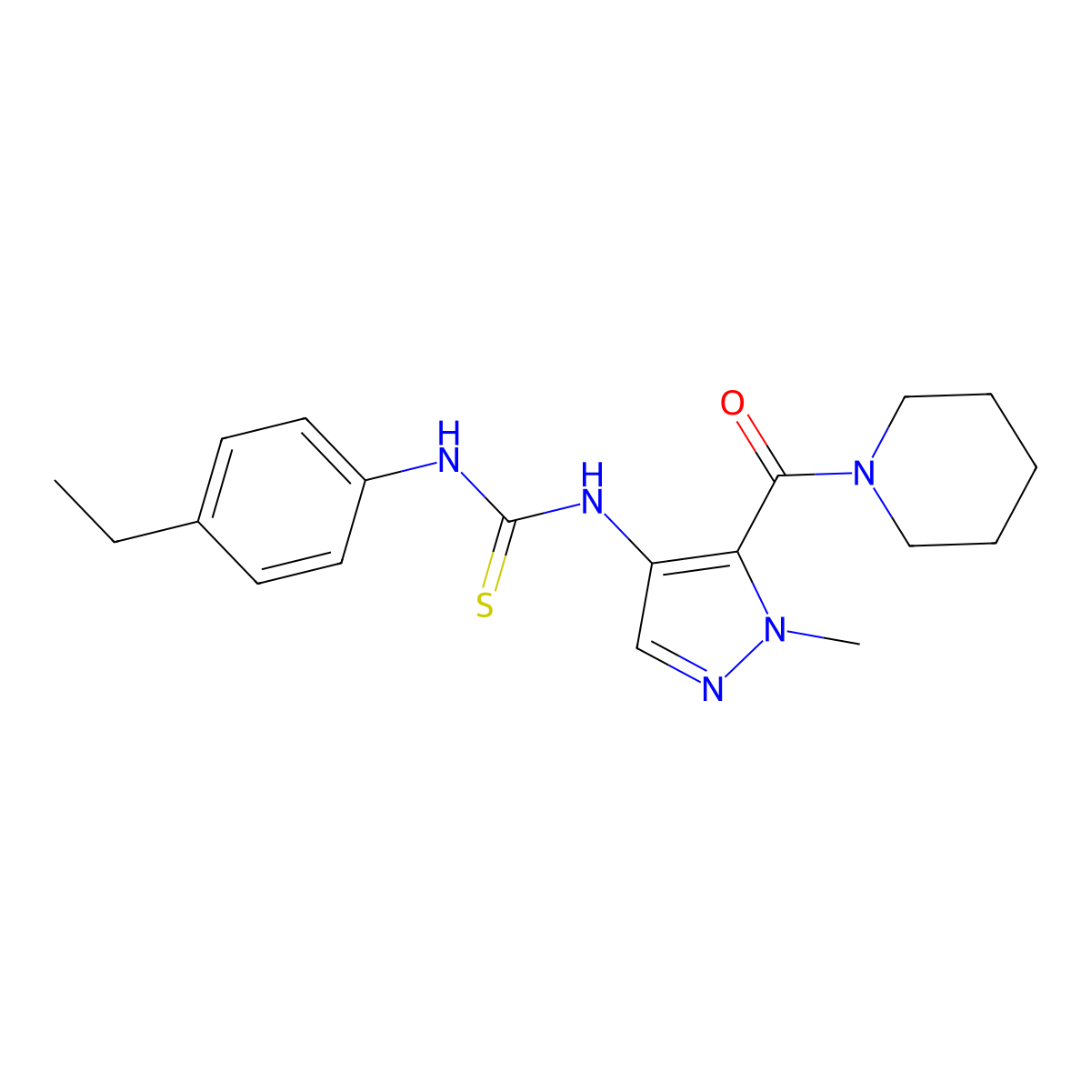 1-(4-ethylphenyl)-3-[1-methyl-5-(piperidin-1-ylcarbonyl)-1H-pyrazol-4-yl]thiourea molecular structure, CAS 1005608-89-8