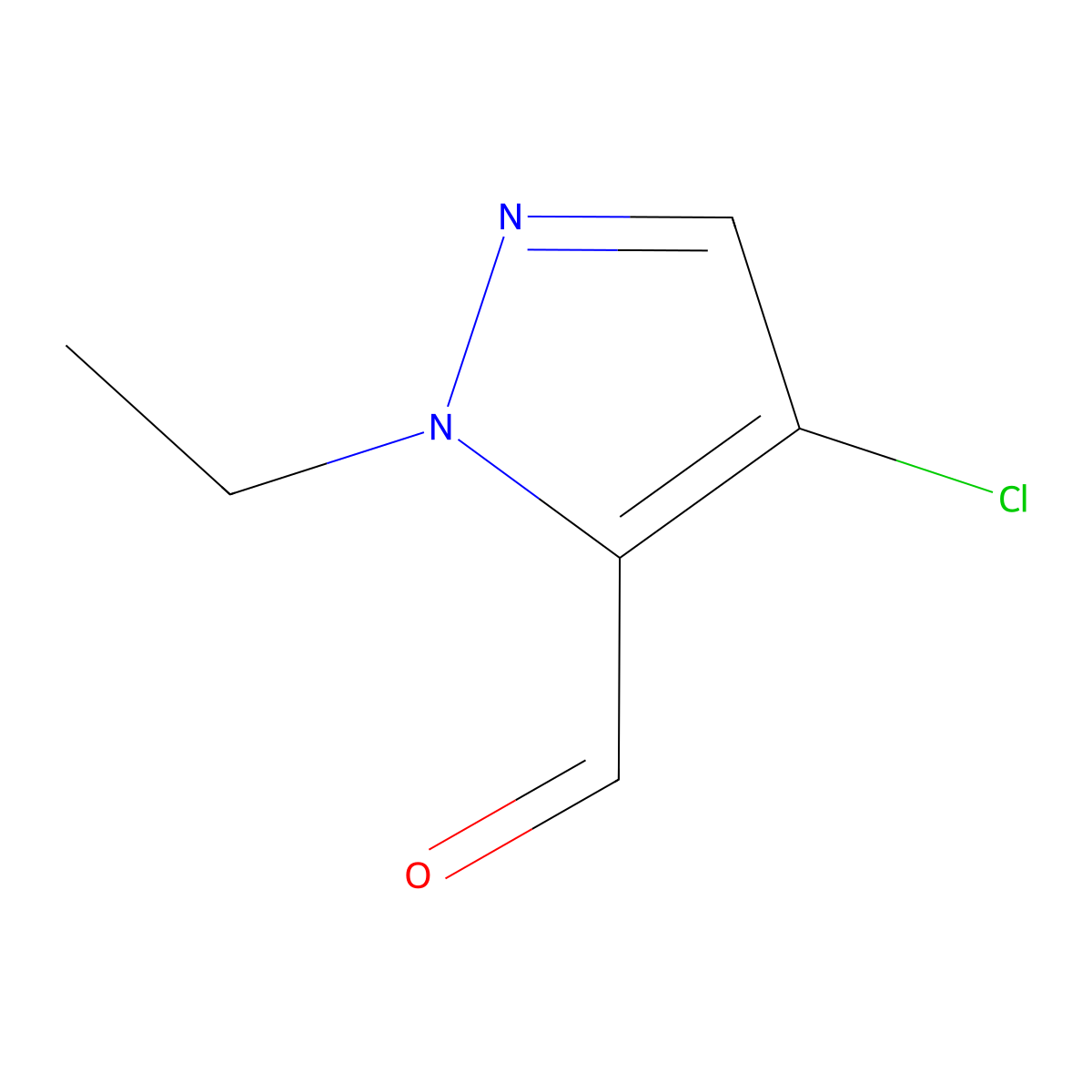 4-chloro-1-ethyl-1H-pyrazole-5-carbaldehyde molecular structure, CAS 1005609-70-0