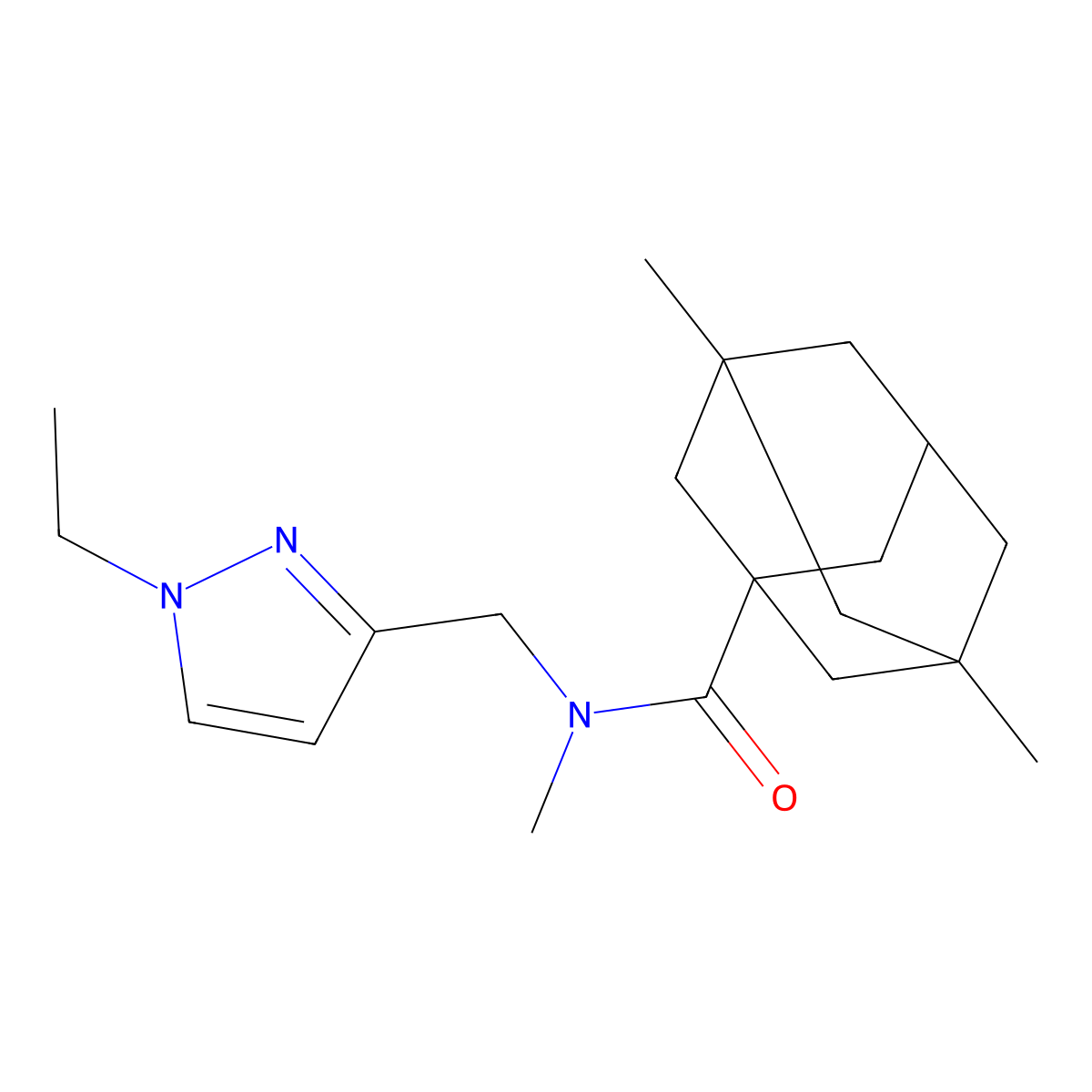 N-[(1-Ethyl-1H-pyrazol-3-YL)methyl]-N,3,5-trimethyl-1-adamantanecarboxamide molecular structure, CAS 1005609-71-1