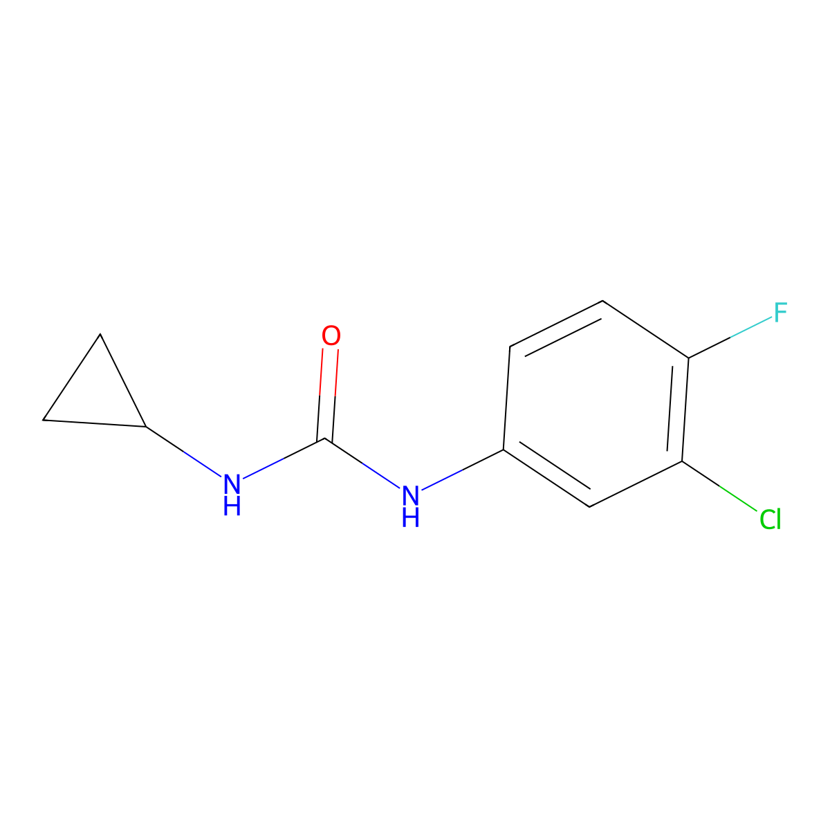 1-(3-Chloro-4-fluorophenyl)-3-cyclopropylurea molecular structure, CAS 100561-82-8