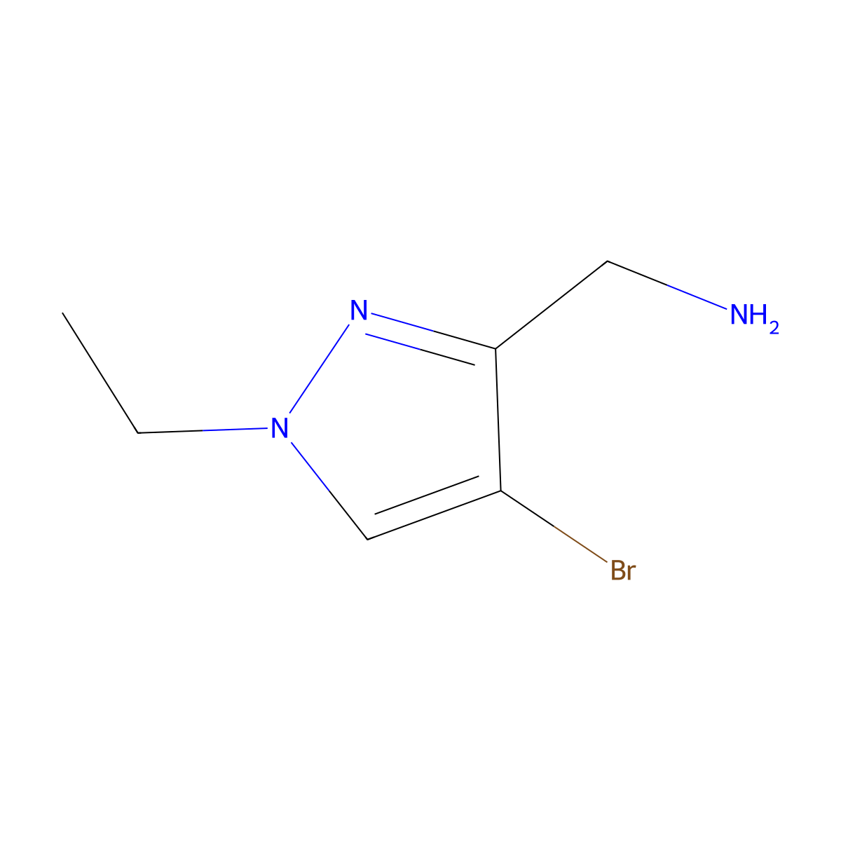 (4-Bromo-1-ethyl-1H-pyrazol-3-yl)methanamine molecular structure, CAS 1005610-24-1