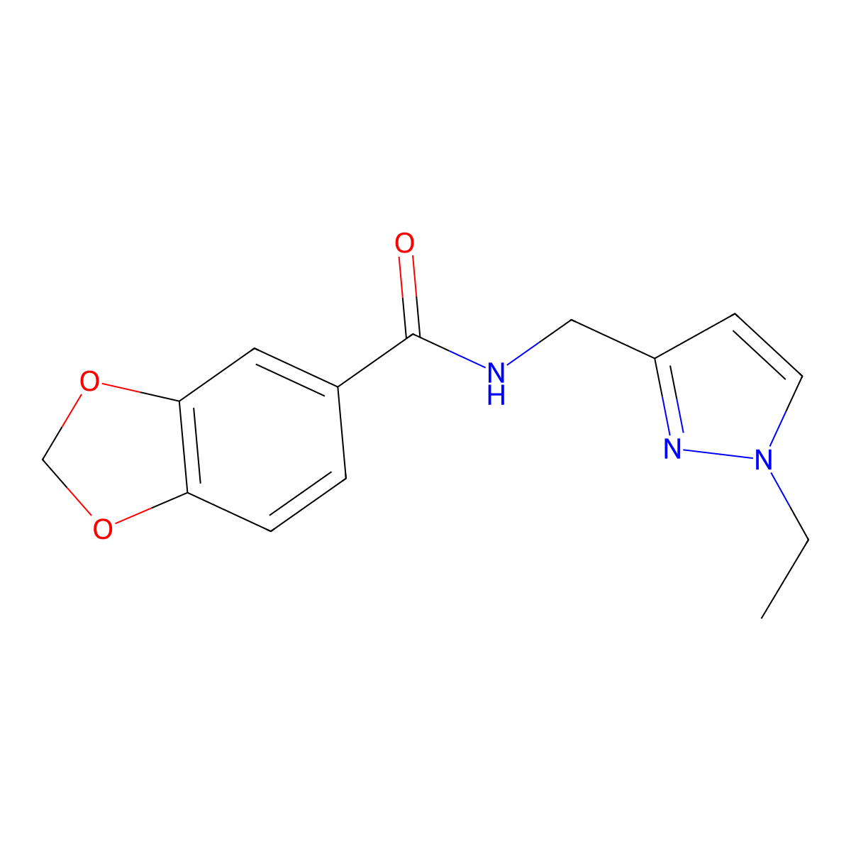 N-[(1-ethylpyrazol-3-yl)methyl]-1,3-benzodioxole-5-carboxamide molecular structure, CAS 1005611-14-2