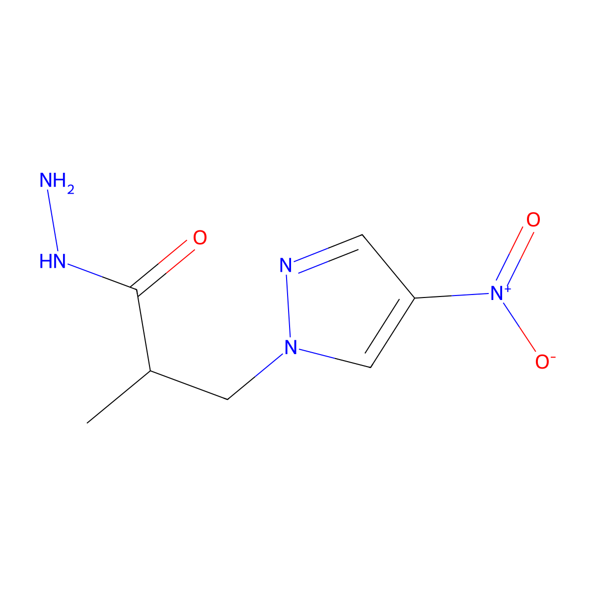 2-methyl-3-(4-nitro-1H-pyrazol-1-yl)propanehydrazide molecular structure, CAS 1005611-75-5