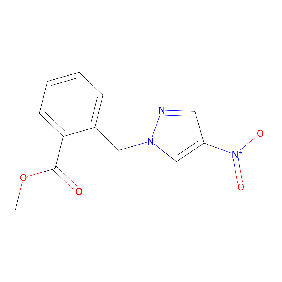 methyl 2-[(4-nitro-1H-pyrazol-1-yl)methyl]benzoate molecular structure, CAS 1005612-69-0