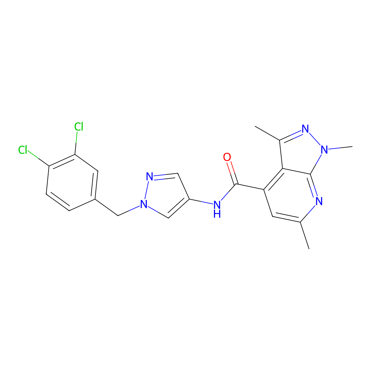 N-[1-(3,4-dichlorobenzyl)-1H-pyrazol-4-yl]-1,3,6-trimethyl-1H-pyrazolo[3,4-b]pyridine-4-carboxamide molecular structure, CAS 1005612-80-5