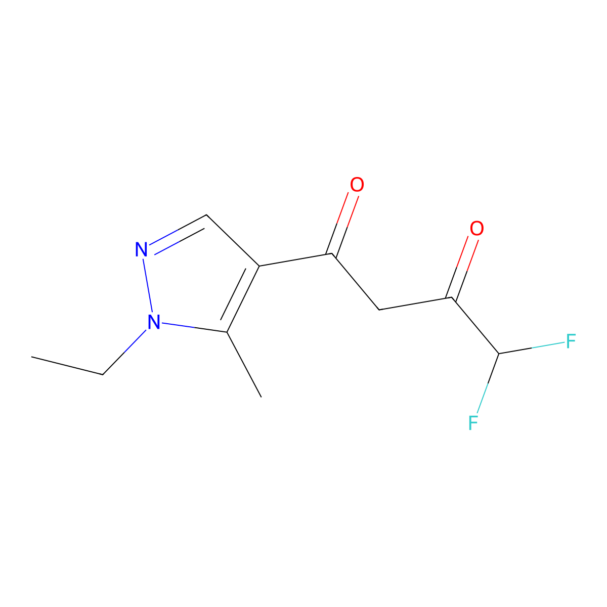 1-(1-ethyl-5-methyl-1H-pyrazol-4-yl)-4,4-difluorobutane-1,3-dione molecular structure, CAS 1005613-67-1