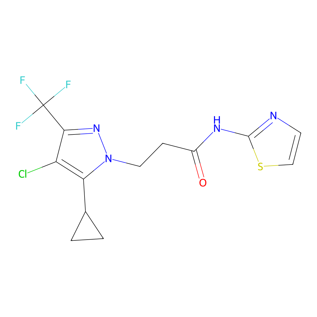3-[4-chloro-5-cyclopropyl-3-(trifluoromethyl)pyrazol-1-yl]-N-(1,3-thiazol-2-yl)propanamide molecular structure, CAS 1005613-92-2