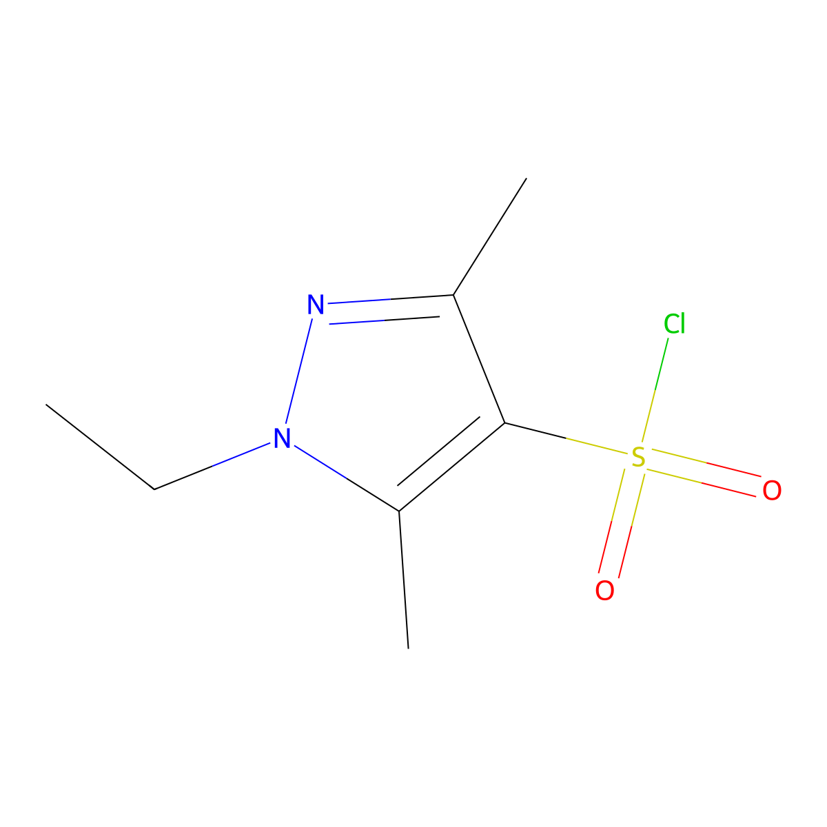 1-ethyl-3,5-dimethyl-1H-pyrazole-4-sulfonyl chloride molecular structure, CAS 1005614-77-6