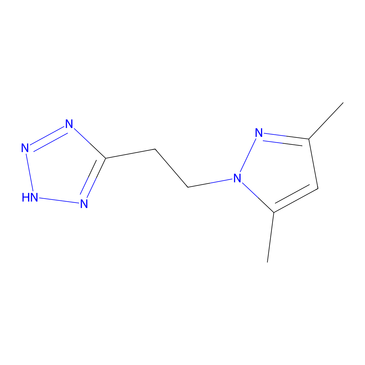 5-[2-(3,5-Dimethyl-pyrazol-1-yl)-ethyl]-2H-tetrazole molecular structure, CAS 1005614-85-6