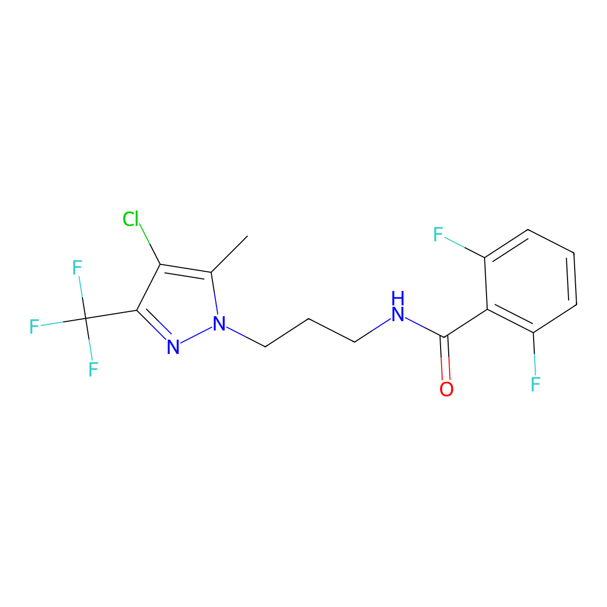N-[3-[4-chloro-5-methyl-3-(trifluoromethyl)pyrazol-1-yl]propyl]-2,6-difluorobenzamide molecular structure, CAS 1005615-68-8