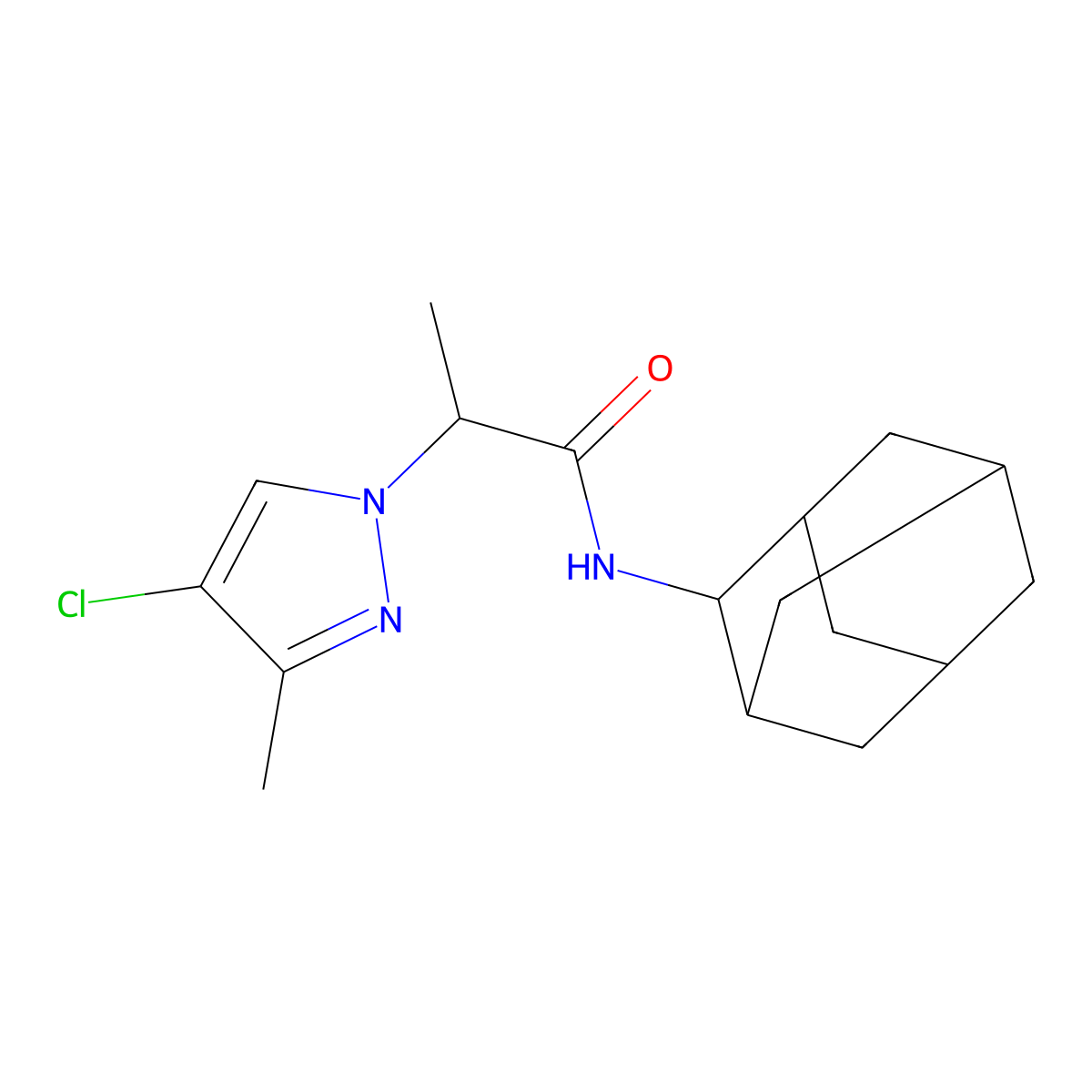 N-(2-Adamantyl)-2-(4-chloro-3-methyl-1H-pyrazol-1-YL)propanamide molecular structure, CAS 1005615-71-3