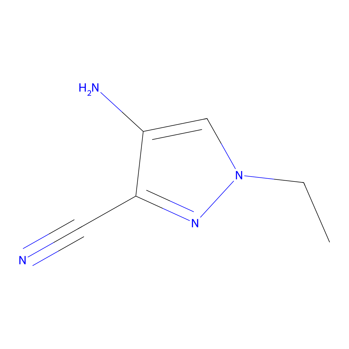 4-amino-1-ethyl-1H-pyrazole-3-carbonitrile molecular structure, CAS 1005615-83-7