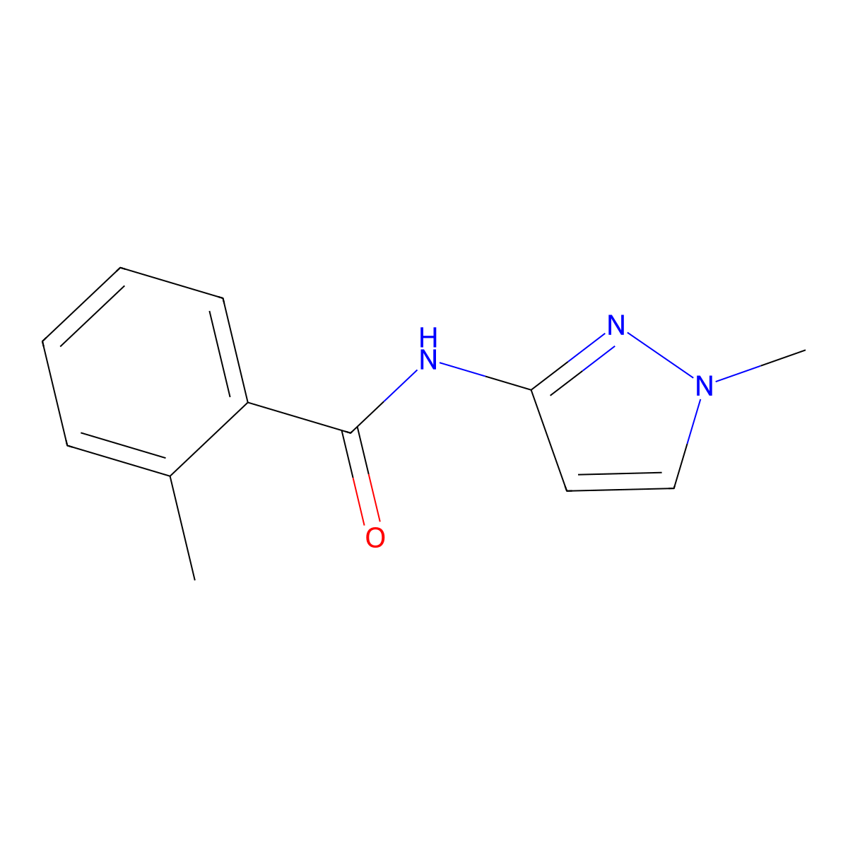 2-methyl-N-(1-methyl-1H-pyrazol-3-yl)benzamide molecular structure, CAS 1005615-84-8