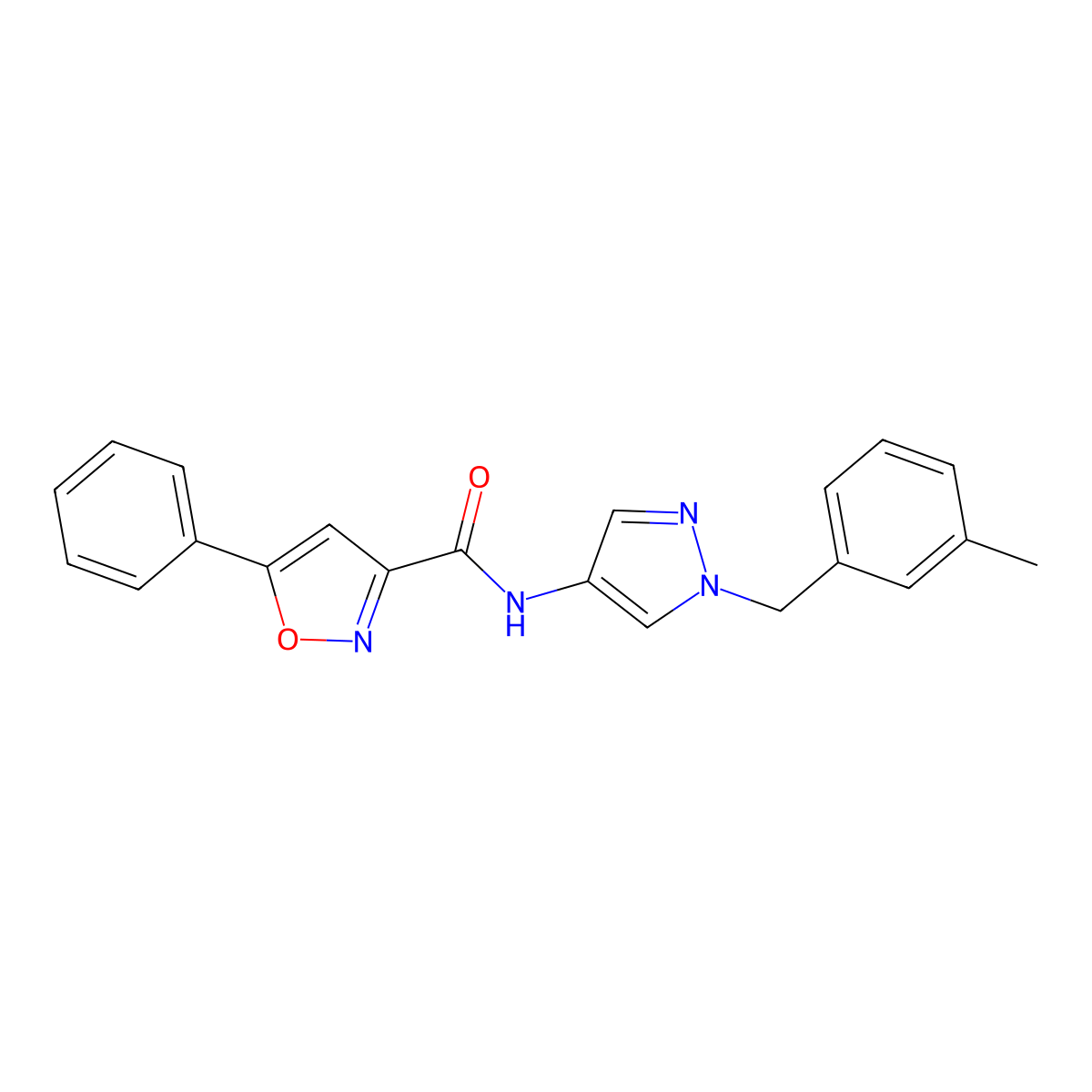 N-[1-[(3-methylphenyl)methyl]pyrazol-4-yl]-5-phenyl-1,2-oxazole-3-carboxamide molecular structure, CAS 1005616-13-6