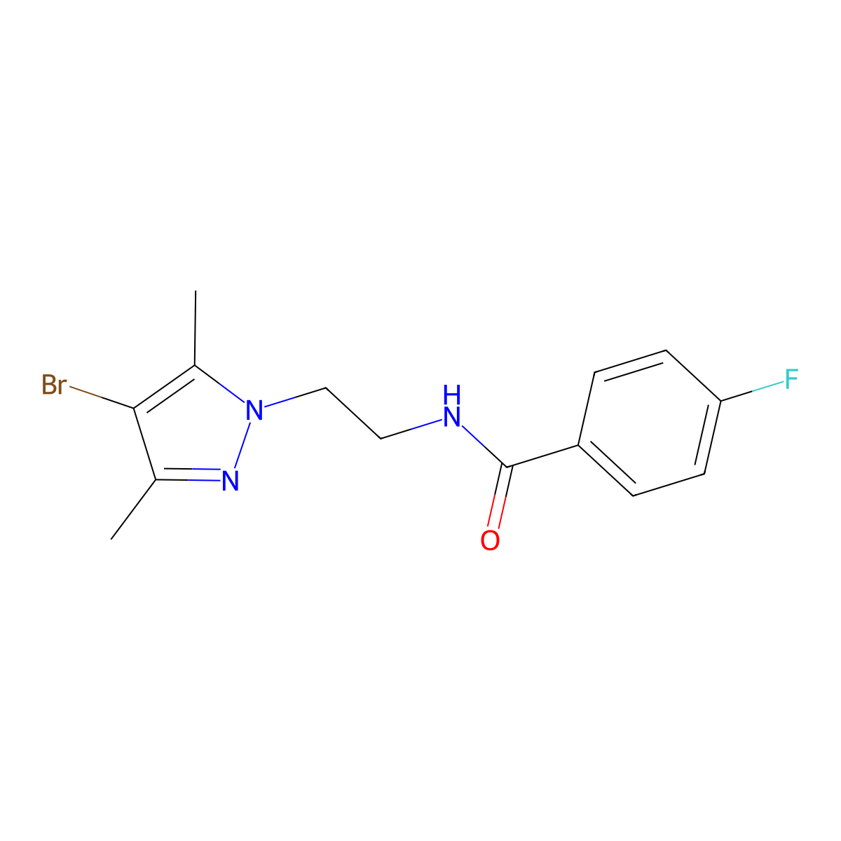 N-[2-(4-bromo-3,5-dimethyl-1H-pyrazol-1-yl)ethyl]-4-fluorobenzamide molecular structure, CAS 1005616-77-2