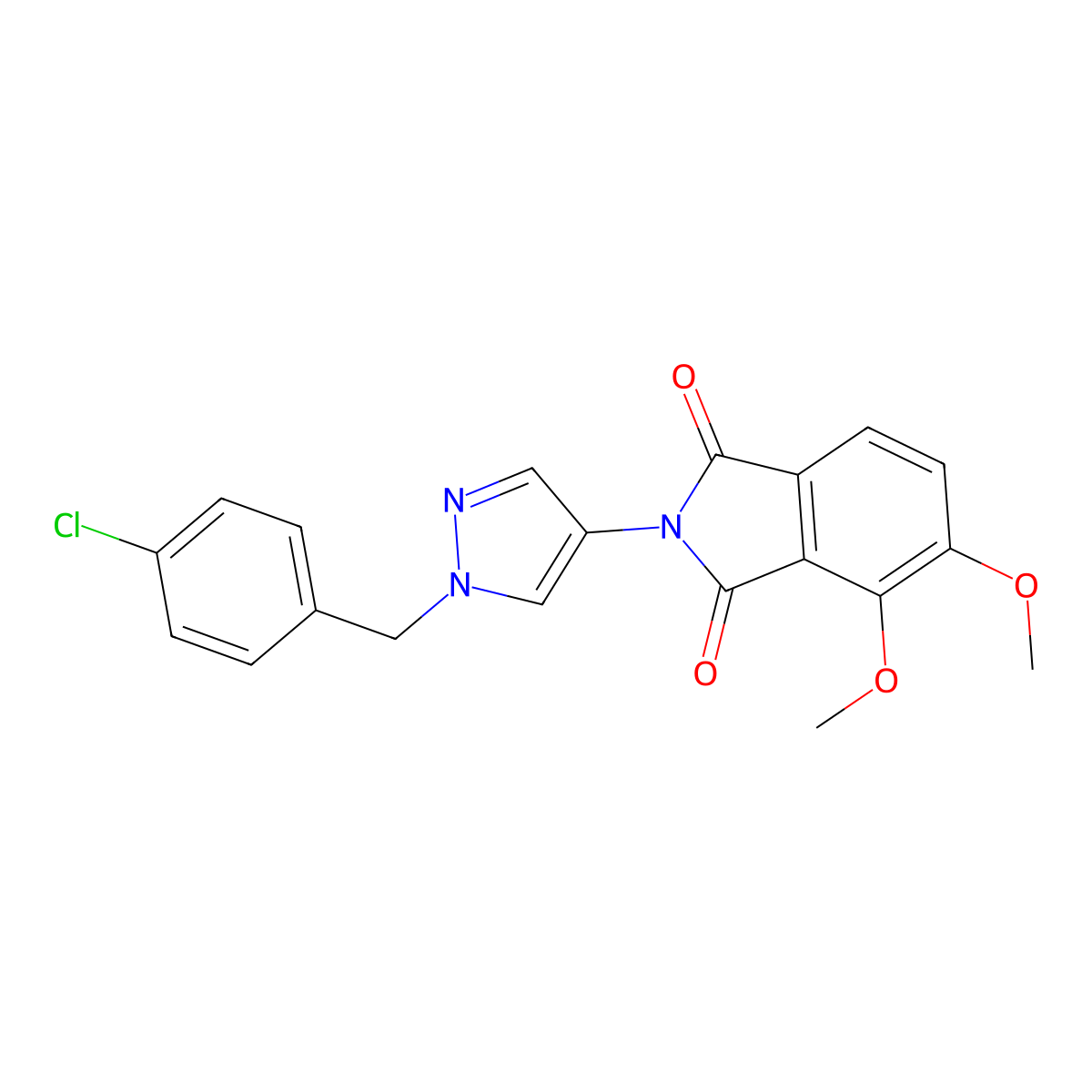 2-(1-(4-chlorobenzyl)-1H-pyrazol-4-yl)-4,5-dimethoxyisoindoline-1,3-dione molecular structure, CAS 1005617-09-3