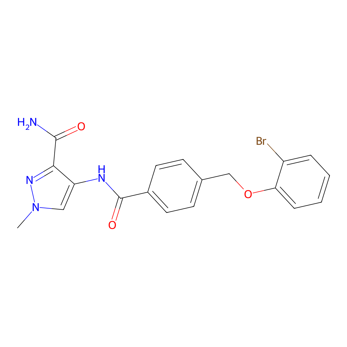 4-[({4-[(2-bromophenoxy)methyl]phenyl}carbonyl)amino]-1-methyl-1H-pyrazole-3-carboxamide molecular structure, CAS 1005617-12-8