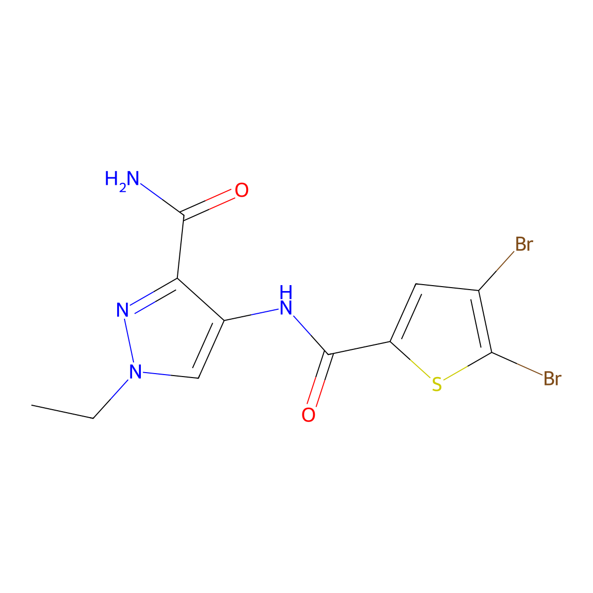 4-[(4,5-Dibromothiophene-2-carbonyl)amino]-1-ethylpyrazole-3-carboxamide molecular structure, CAS 1005617-13-9