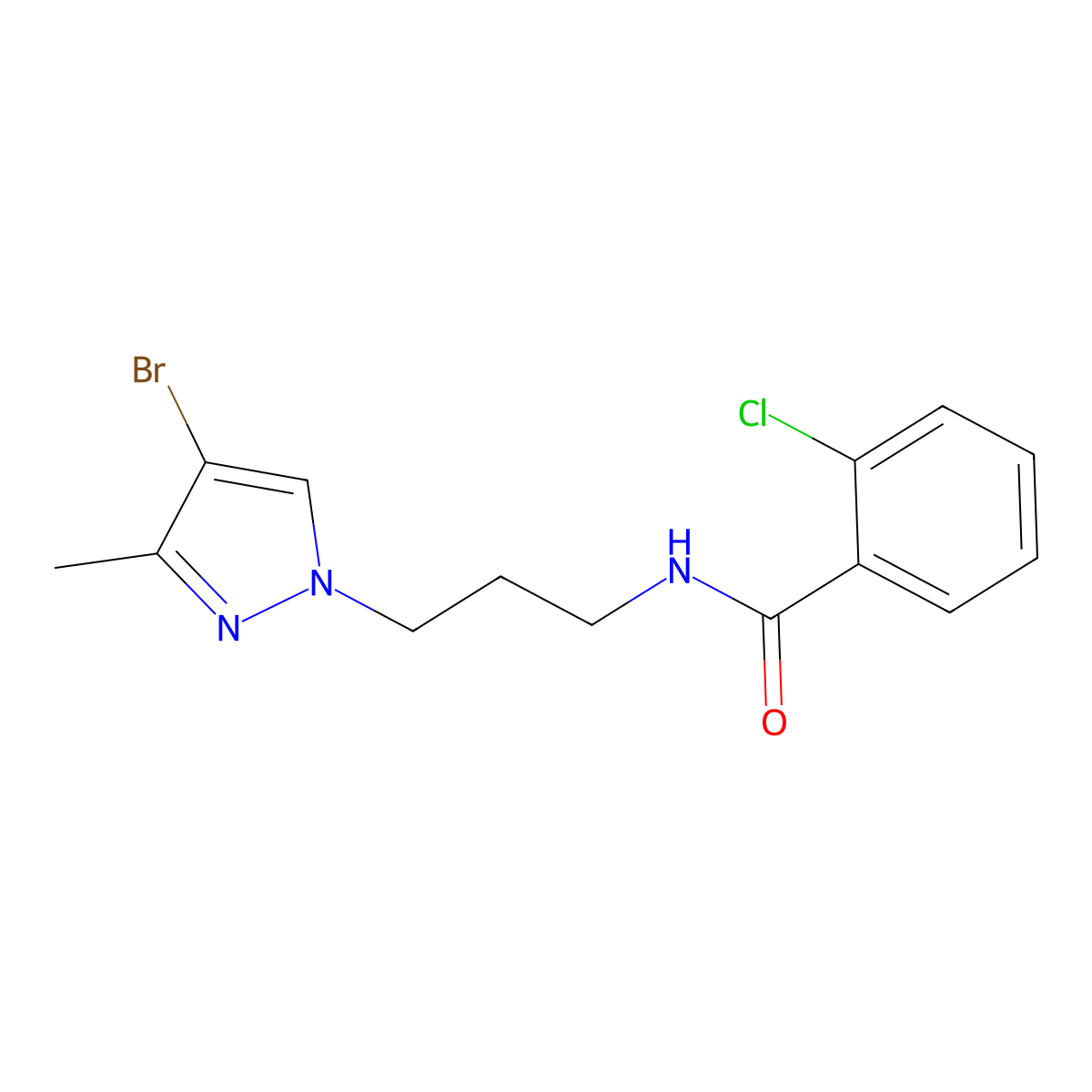N-[3-(4-bromo-3-methylpyrazol-1-yl)propyl]-2-chlorobenzamide molecular structure, CAS 1005619-67-9