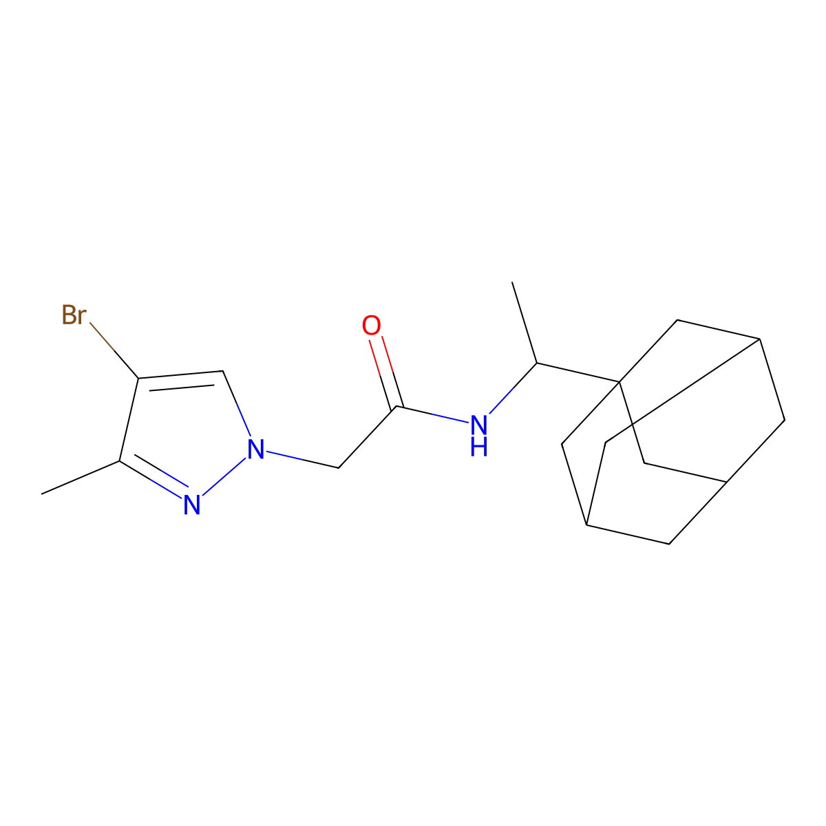 N-[1-(1-adamantyl)ethyl]-2-(4-bromo-3-methylpyrazol-1-yl)acetamide molecular structure, CAS 1005619-99-7