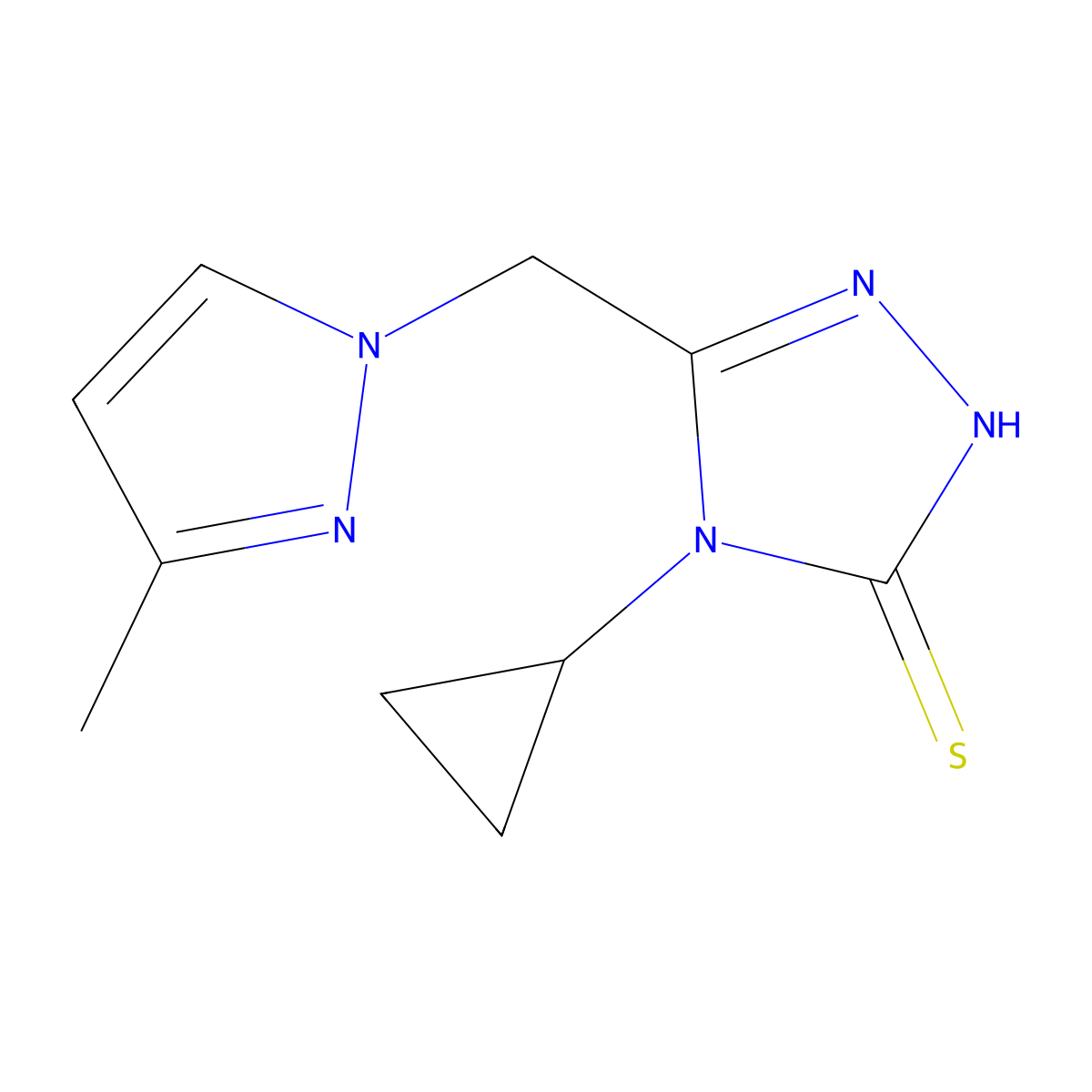 4-cyclopropyl-3-[(3-methylpyrazol-1-yl)methyl]-1H-1,2,4-triazole-5-thione molecular structure, CAS 1005620-24-5