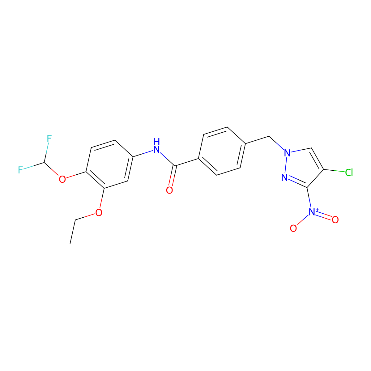 4-[(4-chloro-3-nitro-1H-pyrazol-1-yl)methyl]-N-[4-(difluoromethoxy)-3-ethoxyphenyl]benzamide molecular structure, CAS 1005621-33-9