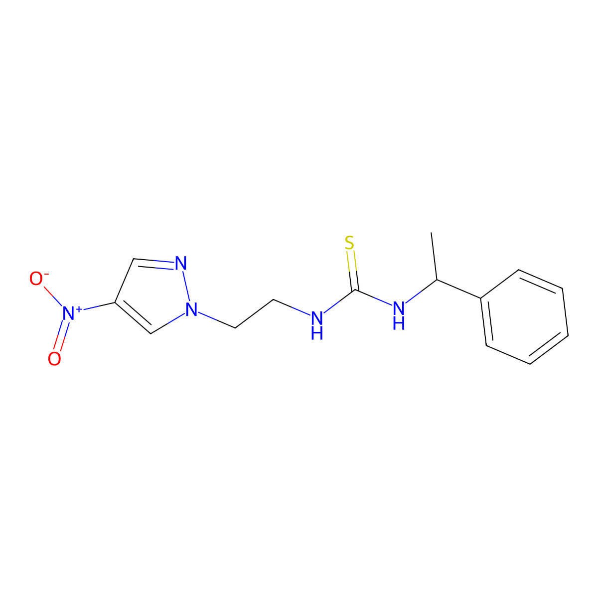 1-[2-(4-nitro-1H-pyrazol-1-yl)ethyl]-3-(1-phenylethyl)thiourea molecular structure, CAS 1005622-18-3