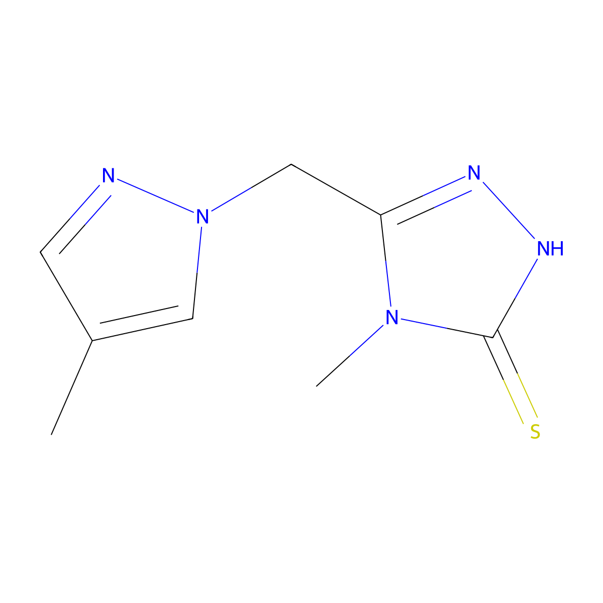 4-methyl-3-[(4-methylpyrazol-1-yl)methyl]-1H-1,2,4-triazole-5-thione molecular structure, CAS 1005623-70-0