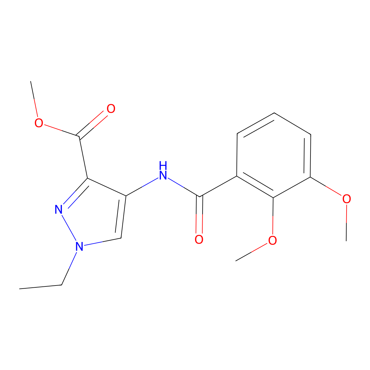 Methyl 4-[(2,3-dimethoxyphenyl)carbonylamino]-1-ethylpyrazole-3-carboxylate molecular structure, CAS 1005625-76-2