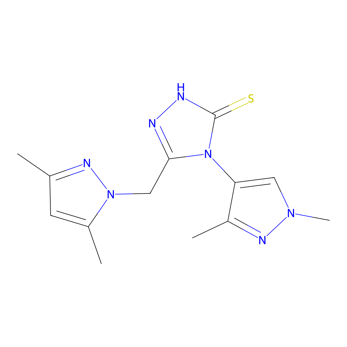 4-(1,3-dimethylpyrazol-4-yl)-3-[(3,5-dimethylpyrazol-1-yl)methyl]-1H-1,2,4-triazole-5-thione molecular structure, CAS 1005626-27-6